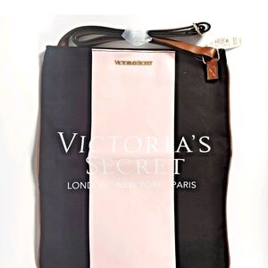 Victoria's Secret Black and Pink Tote Bag